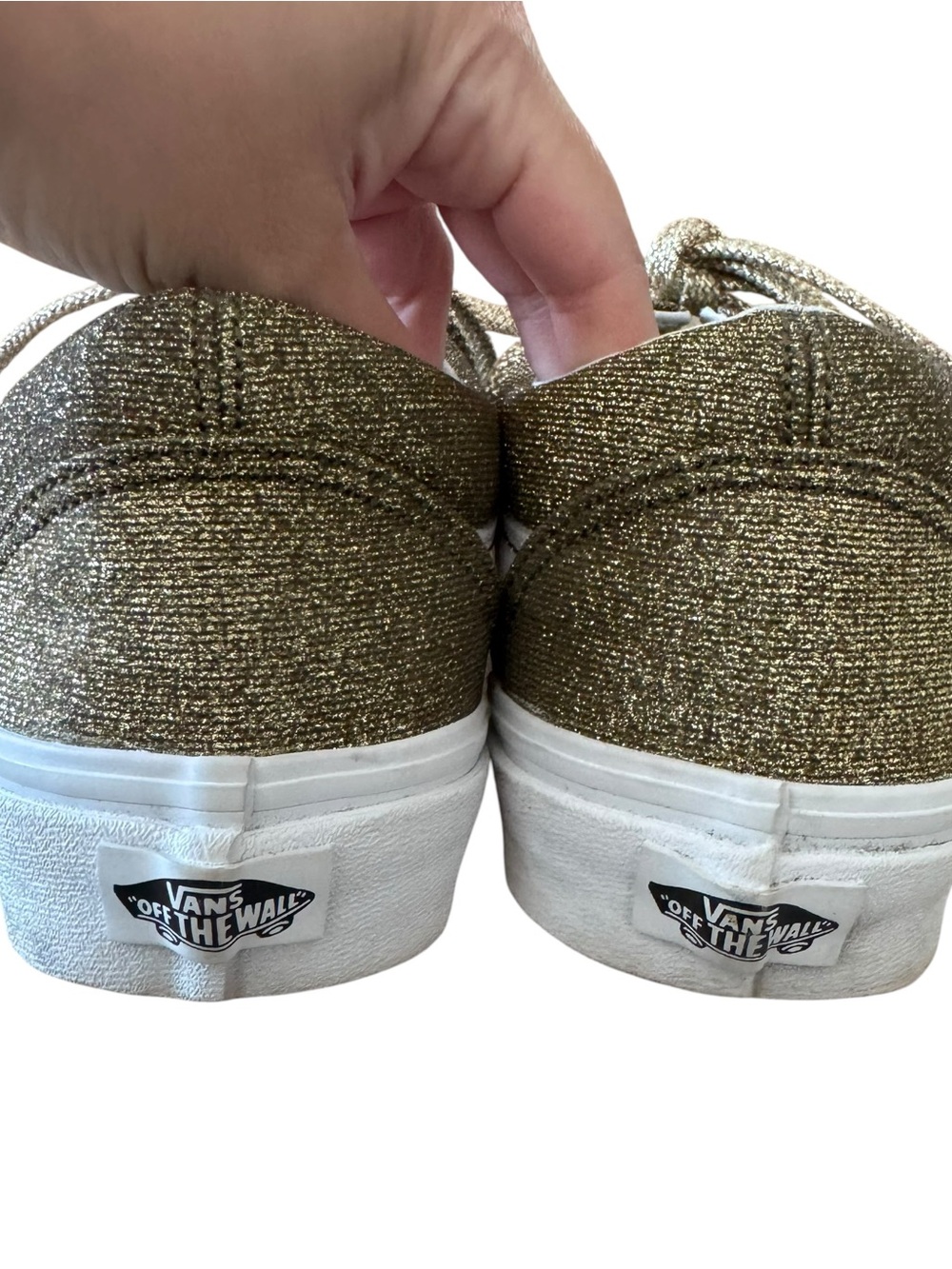 Vans Unisex Old Skool Lace-Up Sneakers in Gold Glitter Size 9 Mens 7.5 - Picture 6 of 10